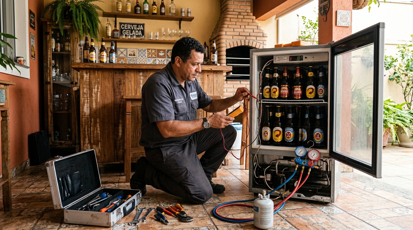 Recarga de gás refrigerante em cervejeira em atendimento em Ribeirão Preto‑SP