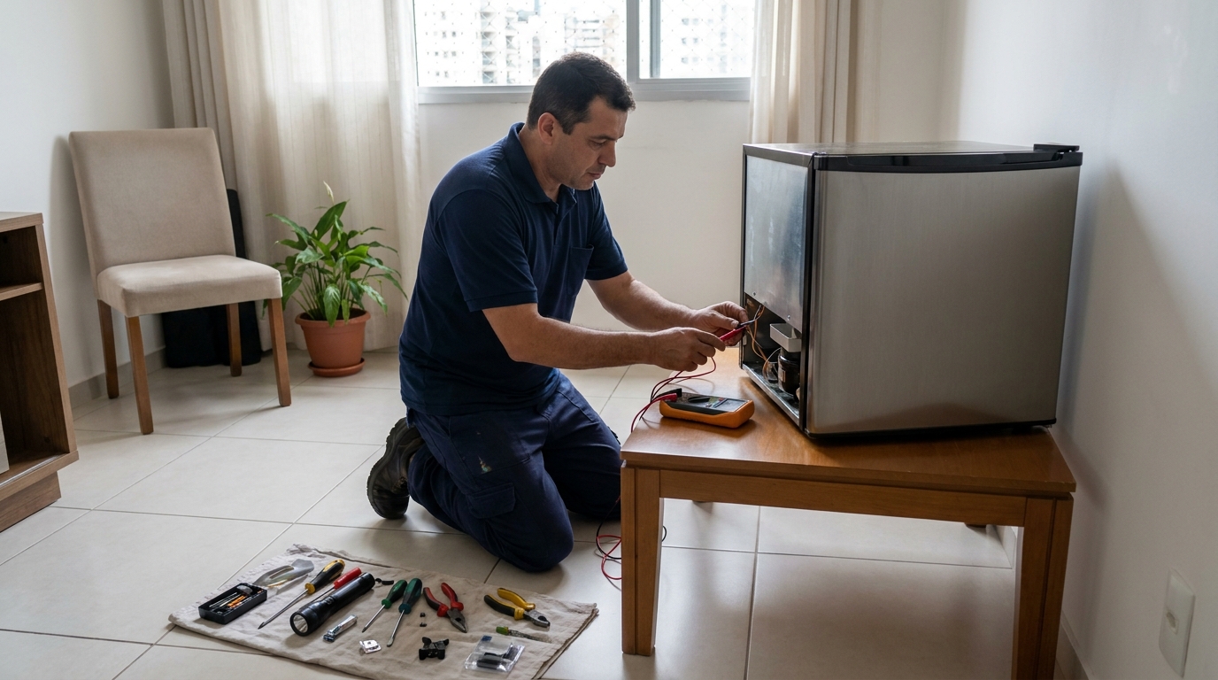 Técnico de conserto de frigobar em residência em Ribeirão Preto‑SP